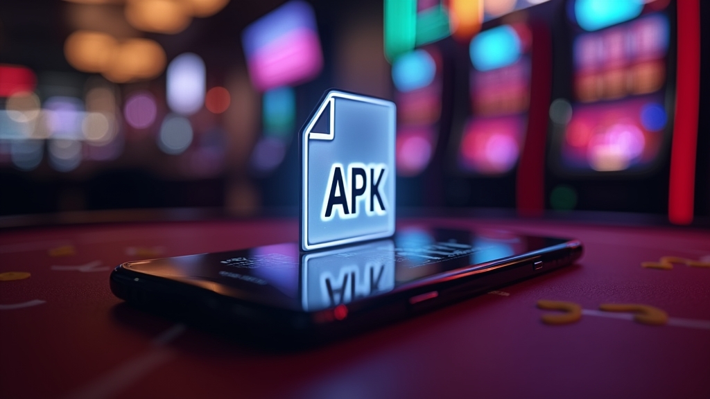 Android-telefoon met APK-installatie in een donkere casino-omgeving