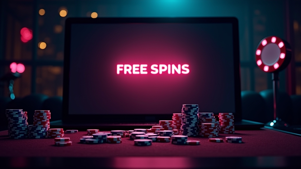 No deposit bonus en free spins op een donkere casino-interface