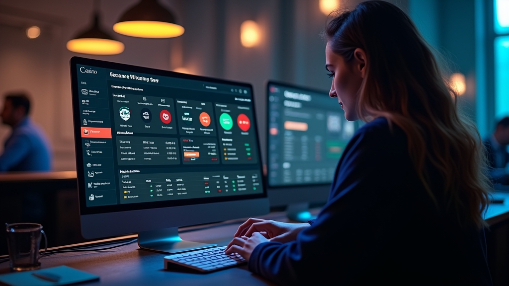 Donkere casino-kassa met scherm voor opname en betaalstappen